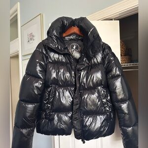Save the Duck Black Crop Puffer Jacket Size M